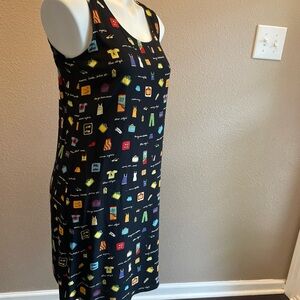 David Dart Sleeveless Dress Sz Petite S Vacation Summer Fun Black Multi Color